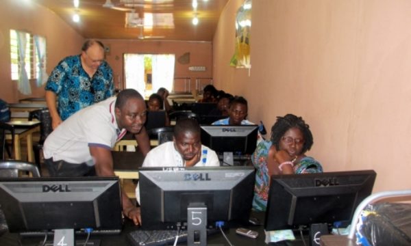 Locals in Ghana using newly donated computers, collected and refurbished by E-Quip Africa.ica.